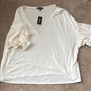 Elegant Cream V-Neck Top
